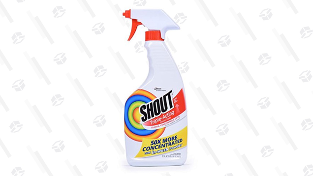 Shout excels at cleaning most types of food stains, making it a great stain remover to keep stocked under your kitchen sink.
